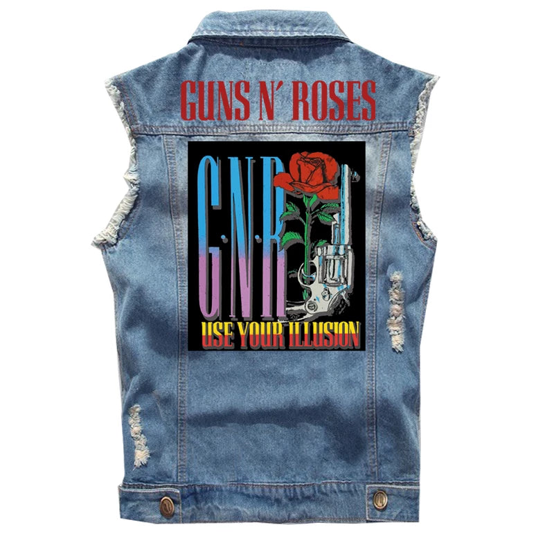 Spring Guns N 'Roses punk dark rocking sleeveless denim vest, vest, vest, denim shirt (1)