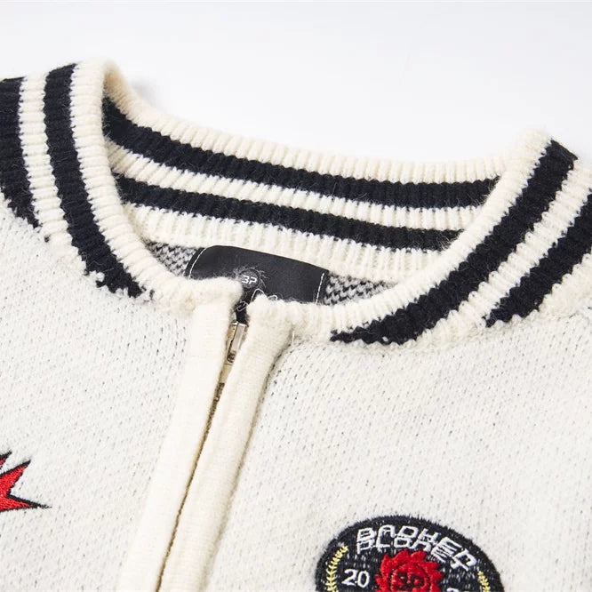 Broken planet zip knit sweater jacket
