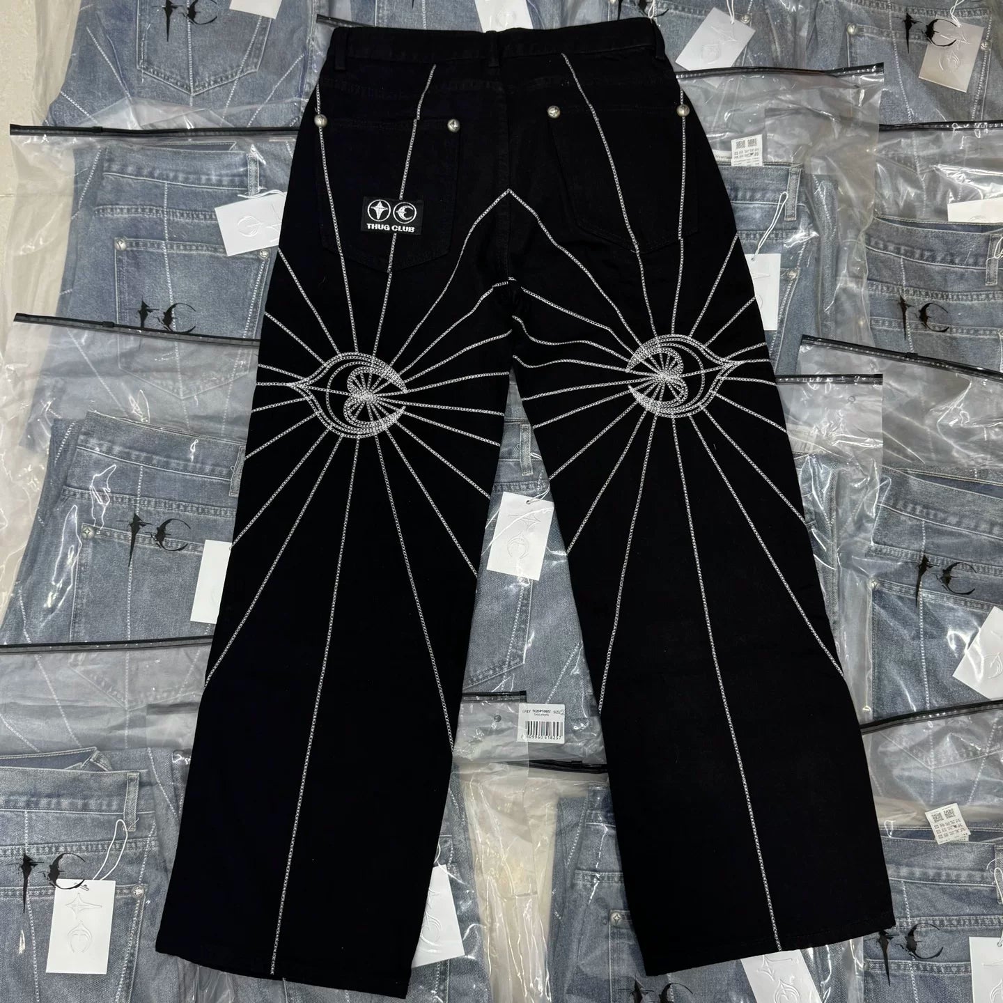 Thug Club embroidered spider-web jeans