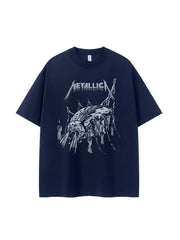 Metallica metal band retro American street dark niche design gray vtg rock short sleeved T-shirt
