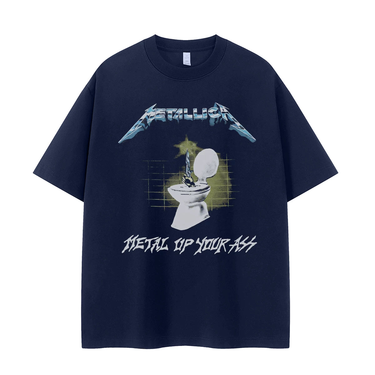 Metallica metal band retro American street hip-hop niche vtg off shoulder loose rock short sleeved T-shirt