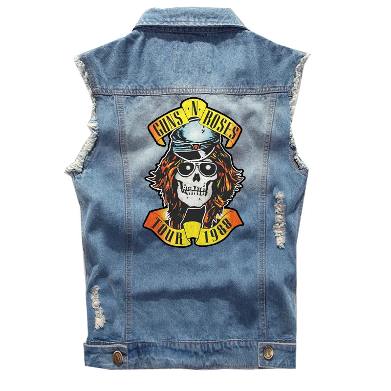 Spring Guns N 'Roses punk dark rocking sleeveless denim vest, vest, vest, denim shirt (4)