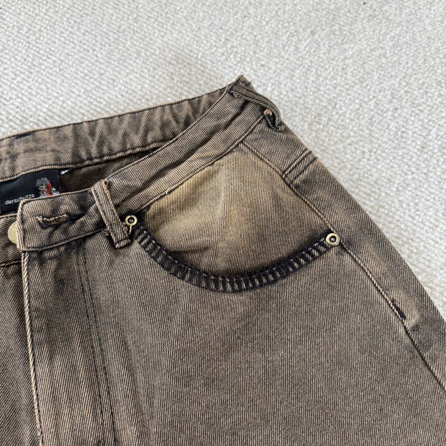 Derschutze Vintage Embroidered Denim Pants