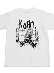 KORN Rock Band Metallica Gunsnroses Black White ACDC Black Cotton Short sleeved T-shirt