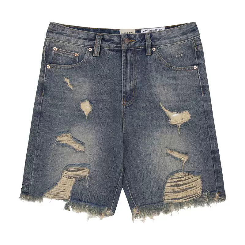 Gallery Dept hole damage washed denim shorts