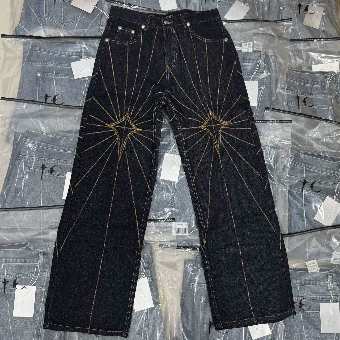 Thug Club embroidered spider-web jeans
