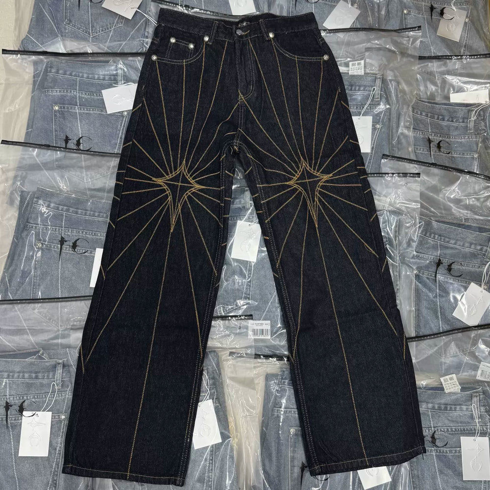 Thug Club embroidered spider-web jeans