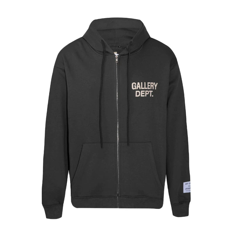 Gallery Dept letter logo slogan-print zip-up jacket