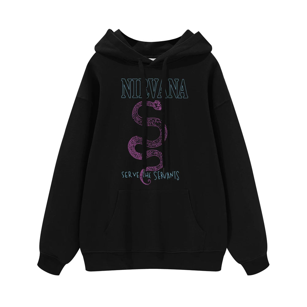 NIRVANA Nirvana Rock Band American Street Gun Flower Nirvana Black Gray White Pure Cotton Hooded Round Neck Sweatshirt (10)
