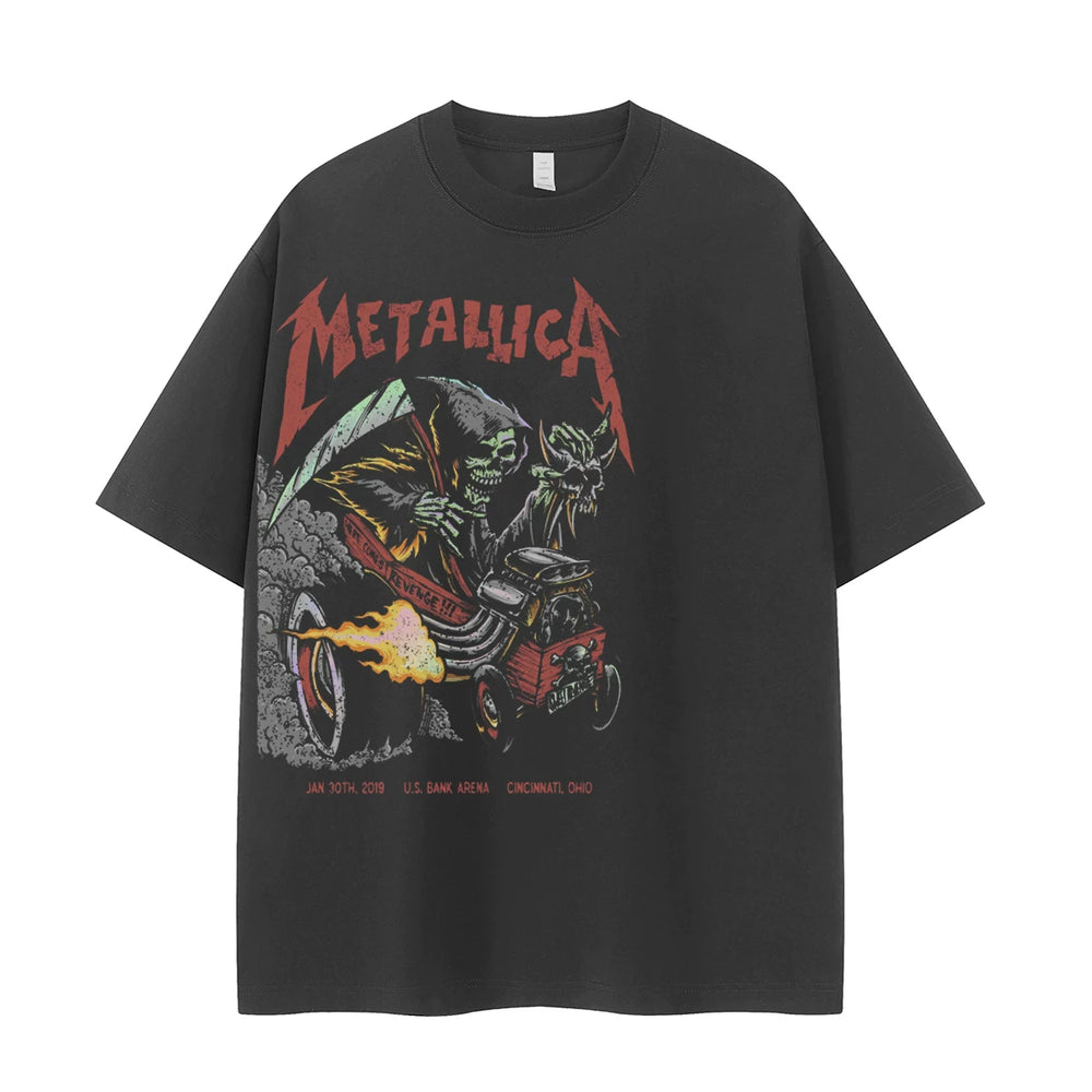 Metallica metal band retro American street niche design vtg shoulder rock short sleeved T-shirt