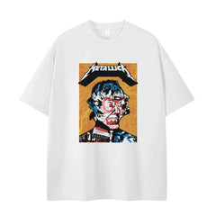 Metallica metal band retro American street niche vtg loose shoulder pure cotton rock short sleeved T-shirt