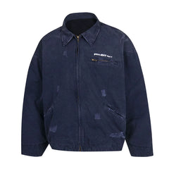 Project Washed Hand Cut Zip Denim Jacket