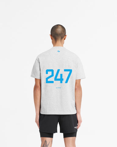 247 Oversized T-Shirt - Ash Grey Electric Blue