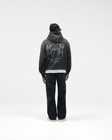 Hand Drawn Thoroughbred Hoodie - Aged Black